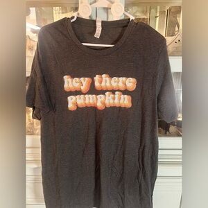 Charcoal Tee with Pumpkin Graphic